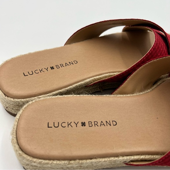 Lucky Brand Gayte Red Gingham Slide Flat Platform Y2K Slide Sandal Size 10 EUC - Picture 4 of 9